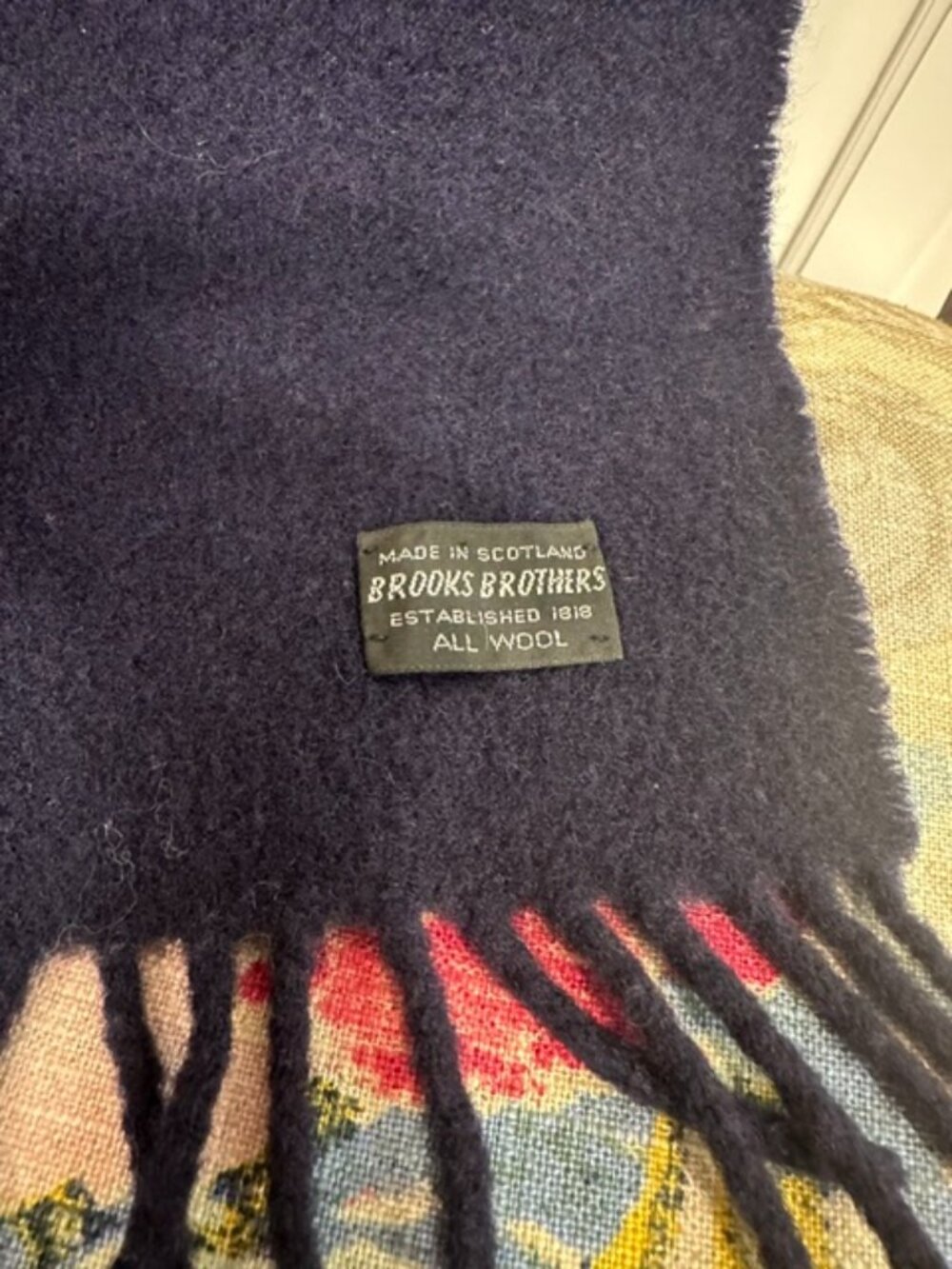Brooks Brothers Navy Wool Scarf